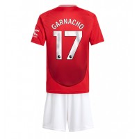 Manchester United Alejandro Garnacho #17 Heimtrikotsatz Kinder 2024-25 Kurzarm (+ Kurze Hosen)